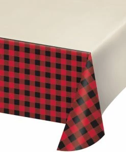 Creative Converting Buffalo Plaid Plastic Tablecover All Over Print, 54" X 102" Themed Tableware