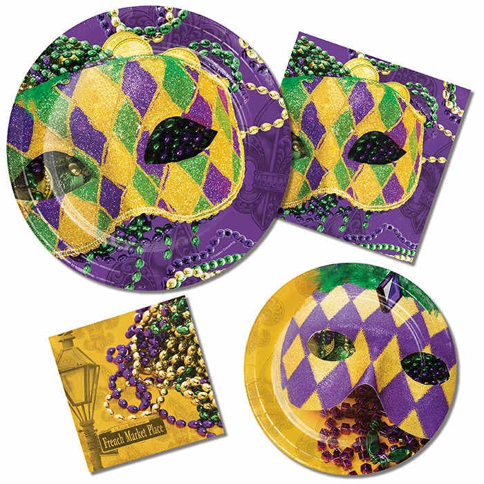 Creative Converting Mardi Gras Party Decorations Masks Of Mardi Gras Paper Plates, 8 Ct