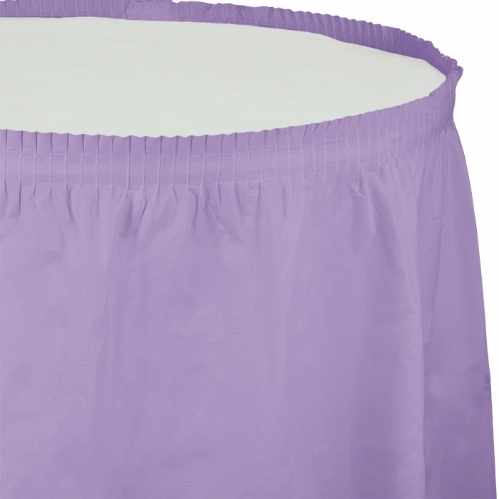 Creative Converting Solid Color Tableware Luscious Lavender Plastic Tableskirt, 14' X 29"