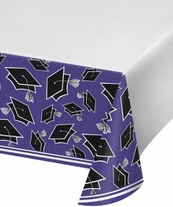 Creative Converting Graduation School Spirit Purple Table Cover