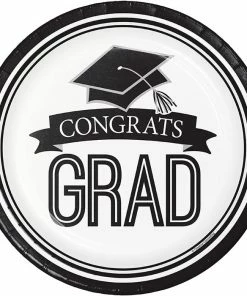 Creative Converting Graduation School Spirit White Paper Plates, 18 Ct Graduation Party Supplies