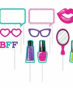 Creative Converting Kids Birthday Party Themes Sparkle Spa Party Photo Booth Props, 10 Ct