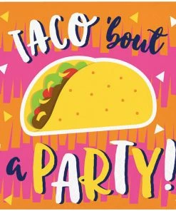 Creative Converting Cinco De Mayo And Fiesta Party Decorations Fiesta Fun Beverage Napkins, 16 Ct