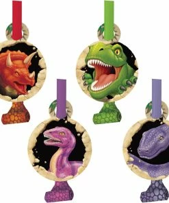Creative Converting Dino Blast Blowouts W/Med, 8 Ct Kids Birthday Party Themes
