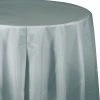 Creative Converting Solid Color Tableware Shimmering Silver Tablecover, Octy Round 82" Plastic