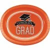 Creative Converting Graduation School Spirit Orange Oval Platters, 10" X 12", 8 Ct Graduation Party Supplies