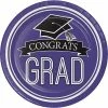 Creative Converting Graduation School Spirit Purple Paper Plates, 18 Ct Graduation Party Supplies