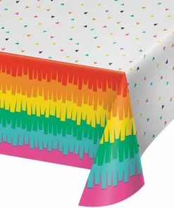 Creative Converting Fiesta Fun Plastic Tablecover All Over Print, 54" X 102" Cinco De Mayo And Fiesta Party Decorations