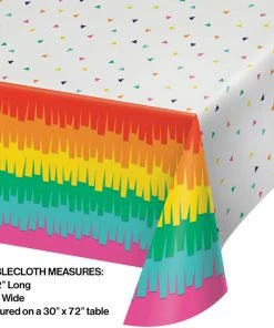 Creative Converting Fiesta Fun Plastic Tablecover All Over Print, 54" X 102" Cinco De Mayo And Fiesta Party Decorations