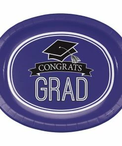 Creative Converting Graduation School Spirit Purple Oval Platters, 10