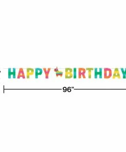 Creative Converting Cinco De Mayo And Fiesta Party Decorations Fiesta Fun Shaped Banner With Twine, Happy Birthday