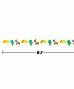Creative Converting Cinco De Mayo And Fiesta Party Decorations Fiesta Fun Shaped Banner With Twine, Icons