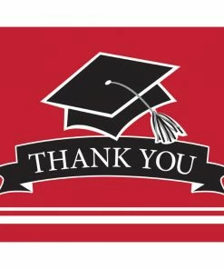 Creative Converting Graduation School Spirit Red Thank You Notes, 25 Ct Graduation Party Supplies