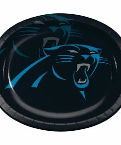Creative Converting Carolina Panthers Oval Platter 10" X 12", 8 Ct NFL And Football Party Supplies