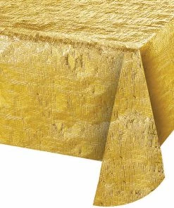 Creative Converting Solid Color Tableware Metallic Gold Table Cover, 54" X 108"