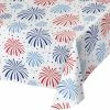 Creative Converting Patriotic Patterns Plastic Tablecover, 54" X 102" All Over Print Patriotic And 4th Of July Party Decorations