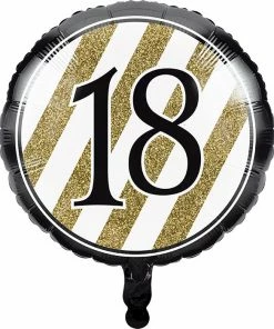 Creative Converting Black & Gold Metallic Balloon 18", '18