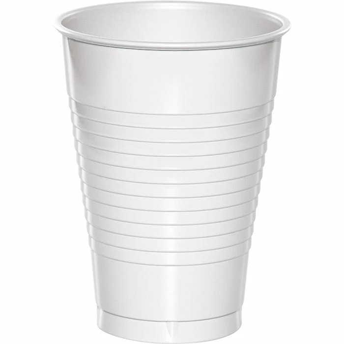Creative Converting Solid Color Tableware White Premium Plastic Cups 12 Oz., 20 Ct