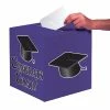 Creative Converting Graduation Party Supplies Graduation Card Box, Grad, 9" Purple