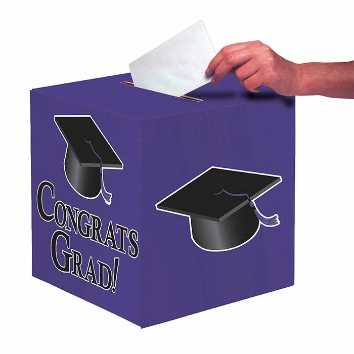 Creative Converting Graduation Party Supplies Graduation Card Box, Grad, 9" Purple