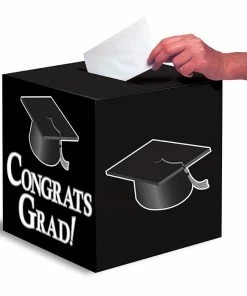 Creative Converting Graduation Card Box, Grad, 9" Black