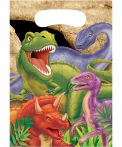 Creative Converting Kids Birthday Party Themes Dinosaur Favor Bags, 8 Ct
