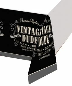 Creative Converting Vintage Dude Tablecover Plastic 54" X 108"
