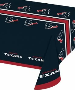 Creative Converting NFL And Football Party Supplies Houston Texans Plastic Table Cover, 54" X 102"