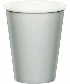 Creative Converting Solid Color Tableware Shimmering Silver Hot/Cold Paper Paper Cups 9 Oz., 24 Ct