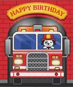 Creative Converting Fire Truck Birthday Napkins, 16 Ct Kids Birthday Party Themes