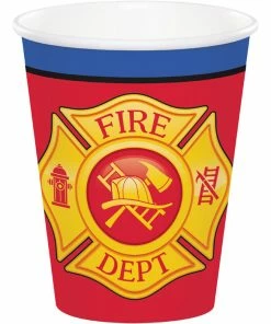 Creative Converting Flaming Fire Truck Hot/Cold Paper Cups 9 Oz., 8 Ct