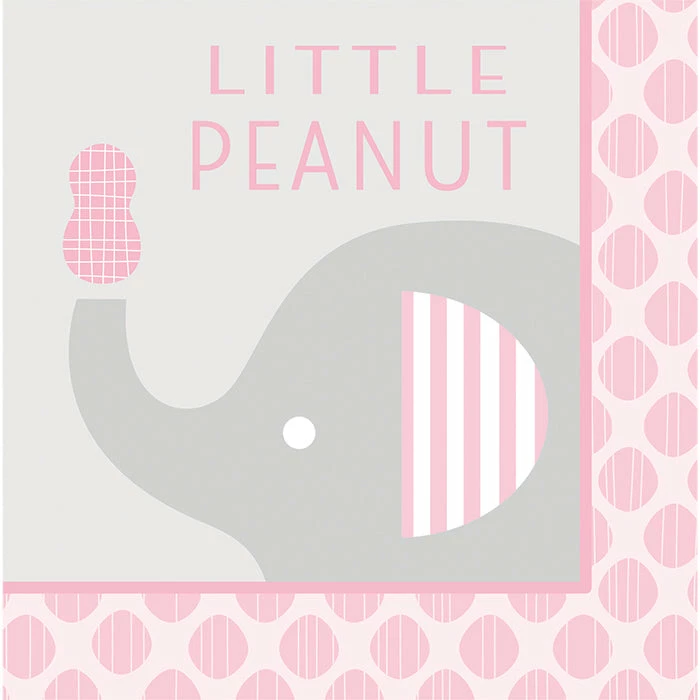 Creative Converting "Little Peanut" Girl Elephant Napkins, 16 Ct