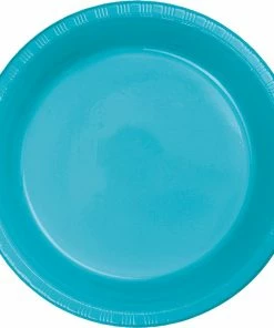 Creative Converting Solid Color Tableware Bermuda Blue Plastic Dessert Plates, 20 Ct