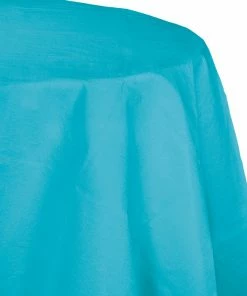 Creative Converting Solid Color Tableware Bermuda Blue Tablecover, Octy Round 82