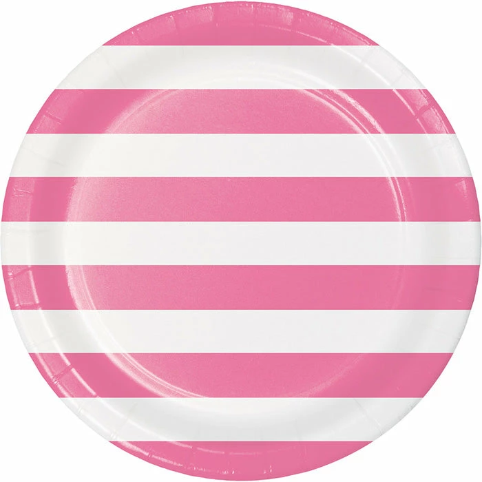Creative Converting Dots & Stripes Candy Pink Paper Plates, 8 Ct