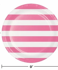 Creative Converting Dots & Stripes Candy Pink Paper Plates, 8 Ct