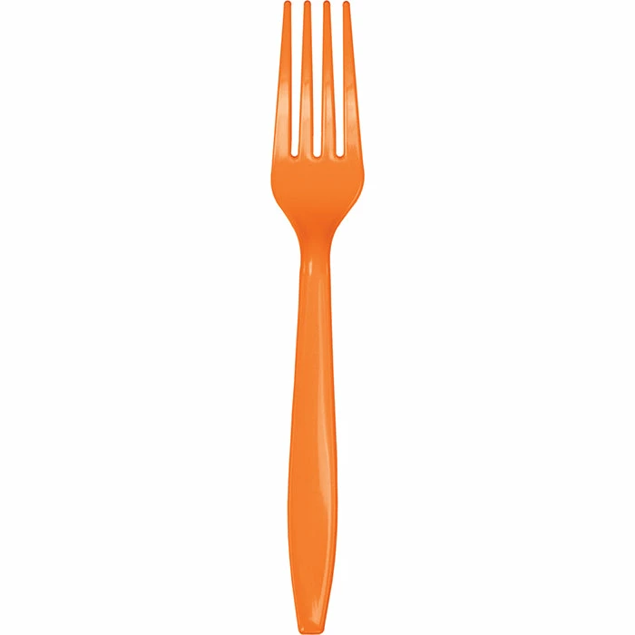 Creative Converting Sunkissed Orange Plastic Forks, 24 Ct Solid Color Tableware