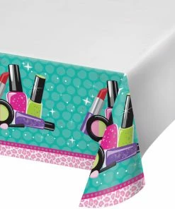 Creative Converting Sparkle Spa Party! Plastic Tablecover Border, 54" X 102" Kids Birthday Party Themes