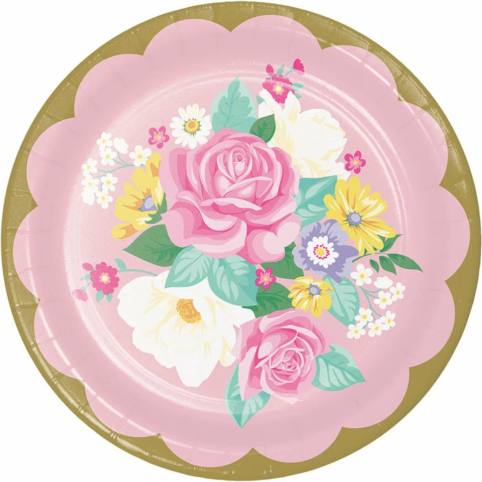 Creative Converting Kids Birthday Party Themes Floral Tea Party Paper Plates, 8 Ct