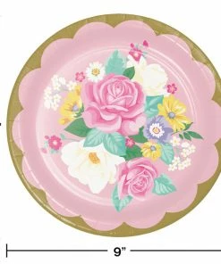 Creative Converting Kids Birthday Party Themes Floral Tea Party Paper Plates, 8 Ct