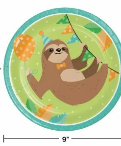 Creative Converting Kids Birthday Party Themes Sloth Party Paper Plates, Pack Of 8