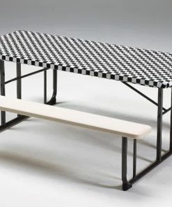 Creative Converting Stay Put Tablecover Black Check, 29" X 72"