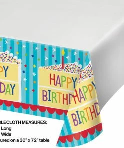 Creative Converting Cake Birthday Plastic Tablecover 48" X 88"