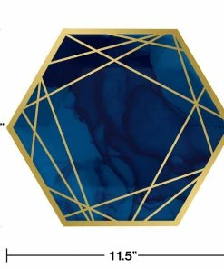 Creative Converting Navy Blue And Gold Foil Paper Plates, Pack Of 8 Bridal And Wedding