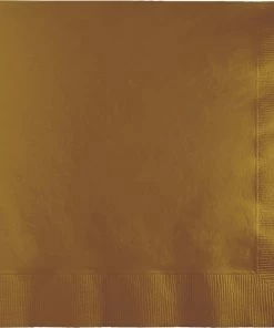 Creative Converting Solid Color Tableware Glittering Gold Luncheon Napkin 2Ply, 50 Ct