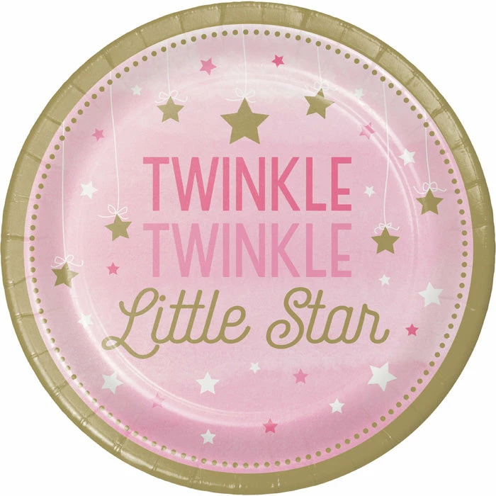 Creative Converting 1st Birthday Party Themes One Little Star Girl Paper Plates, 8 Ct