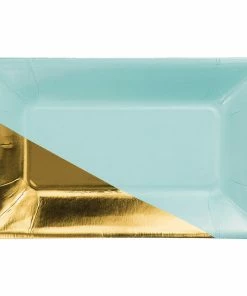 Creative Converting General Decorations Mint And Gold Foil Appetizer Plates, 8 Ct