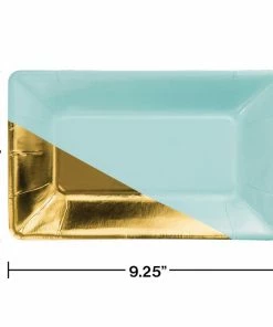 Creative Converting General Decorations Mint And Gold Foil Appetizer Plates, 8 Ct