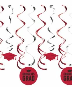 Creative Converting Red Graduation Dizzy Danglers, 8 Ct Graduation Party Supplies