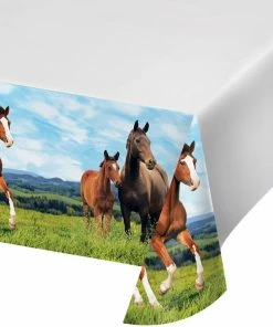 Creative Converting Horse And Pony Plastic Tablecover Border Print, 54" X 102" Kids Birthday Party Themes